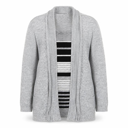 Envy Women Grey L Knit Long Sleeve Open Cardigan