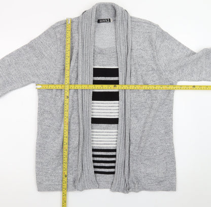 Envy Women Grey L Knit Long Sleeve Open Cardigan