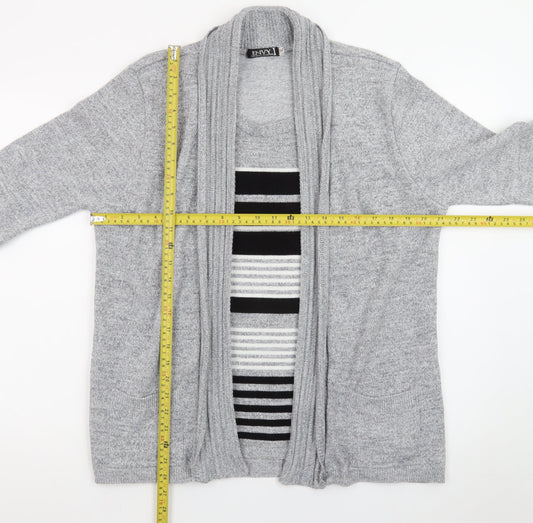Envy Women Grey L Knit Long Sleeve Open Cardigan