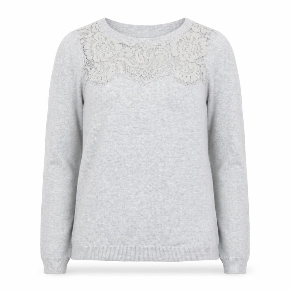 Wallis Women’s Grey Petite Lace Crew Neck Jumper Size 8
