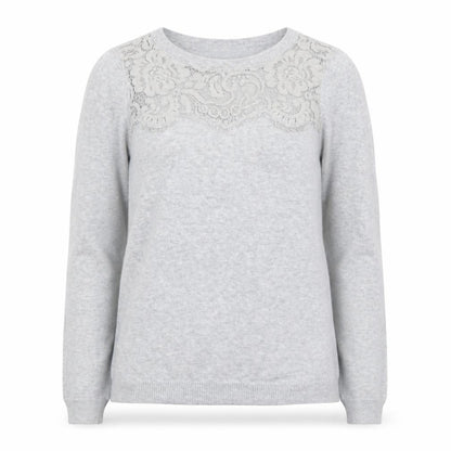 Wallis Women’s Grey Petite Lace Crew Neck Jumper Size 8