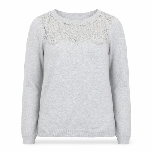 Wallis Women’s Grey Petite Lace Crew Neck Jumper Size 8