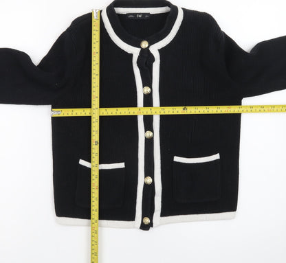 F&F Women's Black Contrast Trim Button Cardigan Size S