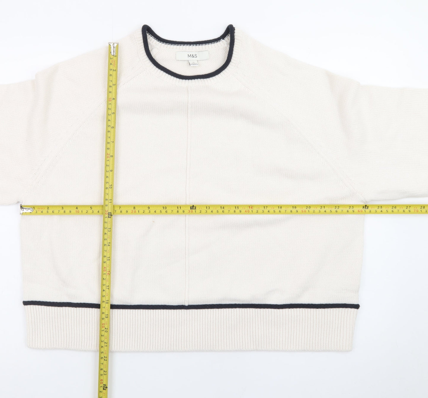 Marks and Spencer Women Ivory XL Crew Neck Pullover Jumper
