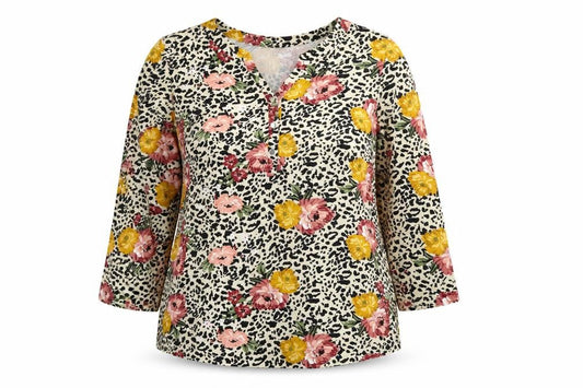 Evans Women's Multicoloured Floral Animal Print Tunic Blouse Size 16