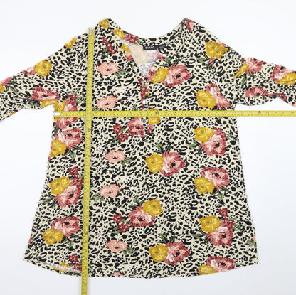 Evans Women's Multicoloured Floral Animal Print Tunic Blouse Size 16