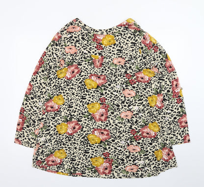 Evans Women's Multicoloured Floral Animal Print Tunic Blouse Size 16