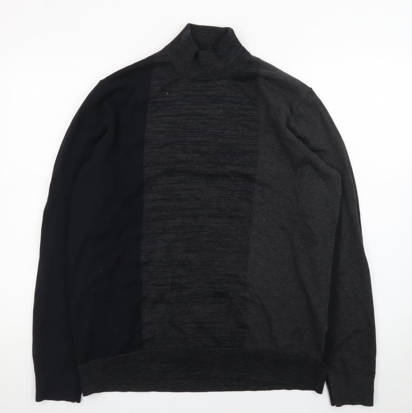 Burton Menswear London Women's Grey Black XL Roll Neck Colour Block Jumper
