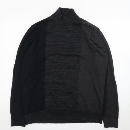 Burton Menswear London Women's Grey Black XL Roll Neck Colour Block Jumper