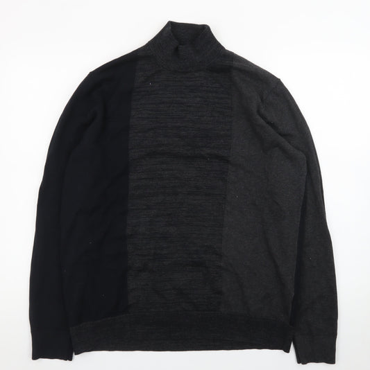 Burton Menswear London Women's Grey Black XL Roll Neck Colour Block Jumper