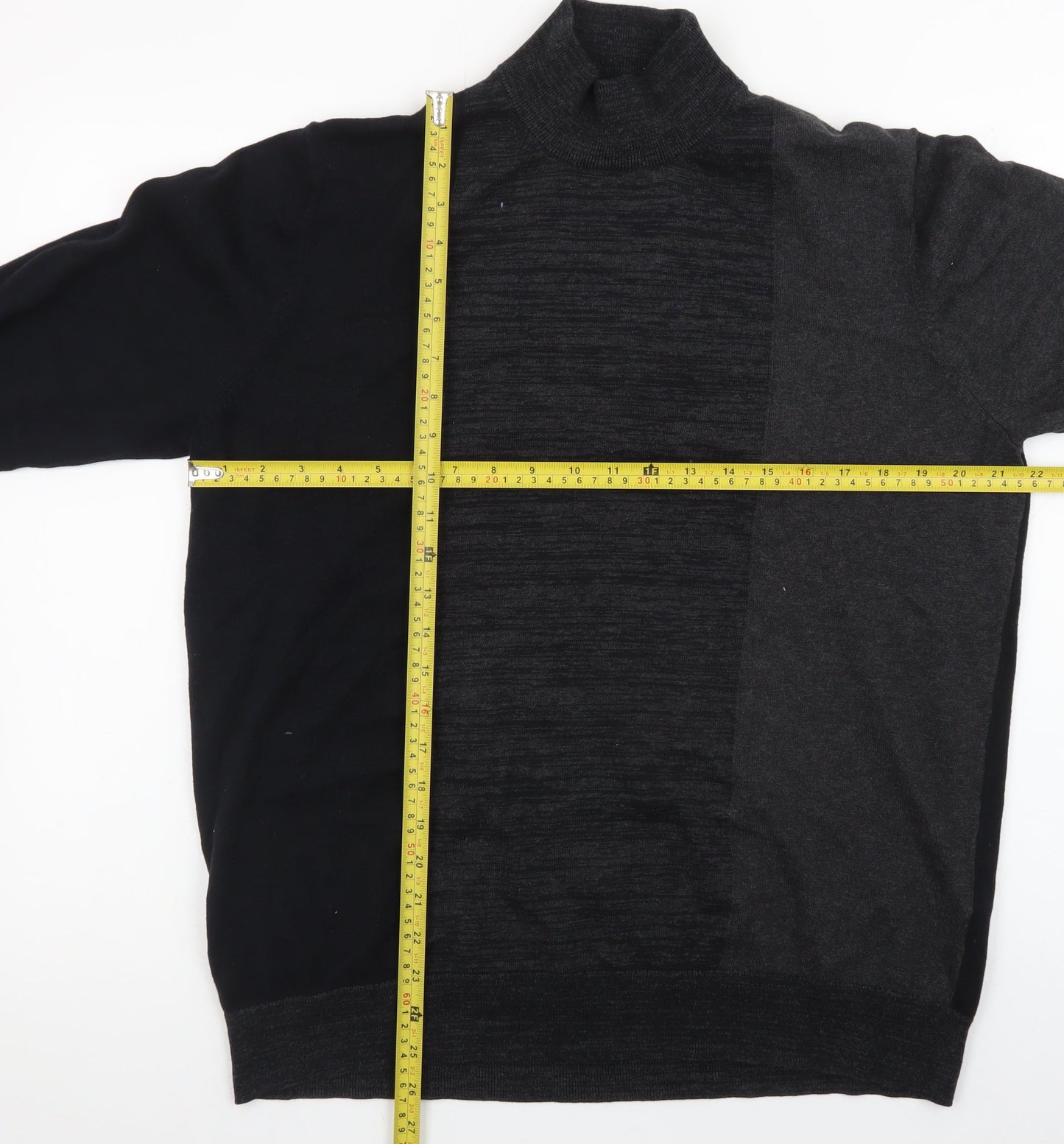 Burton Menswear London Women's Grey Black XL Roll Neck Colour Block Jumper