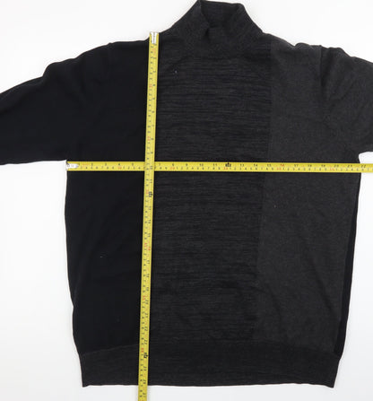 Burton Menswear London Women's Grey Black XL Roll Neck Colour Block Jumper