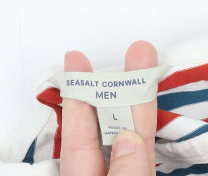 Seasalt Cornwall Men's Multicoloured Striped Long Sleeve T-Shirt L