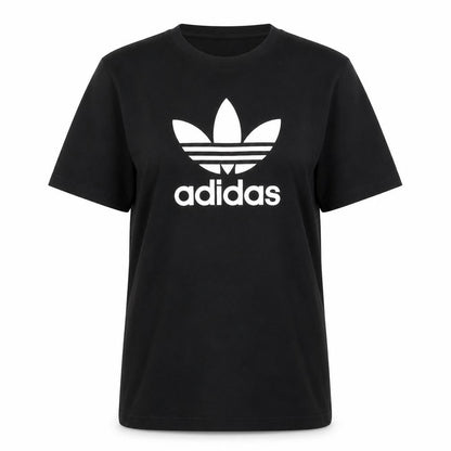 Front view of Adidas Women’s Black Classic Trefoil Logo T-Shirt, size M