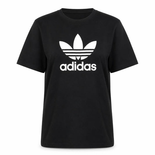 Front view of Adidas Women’s Black Classic Trefoil Logo T-Shirt, size M