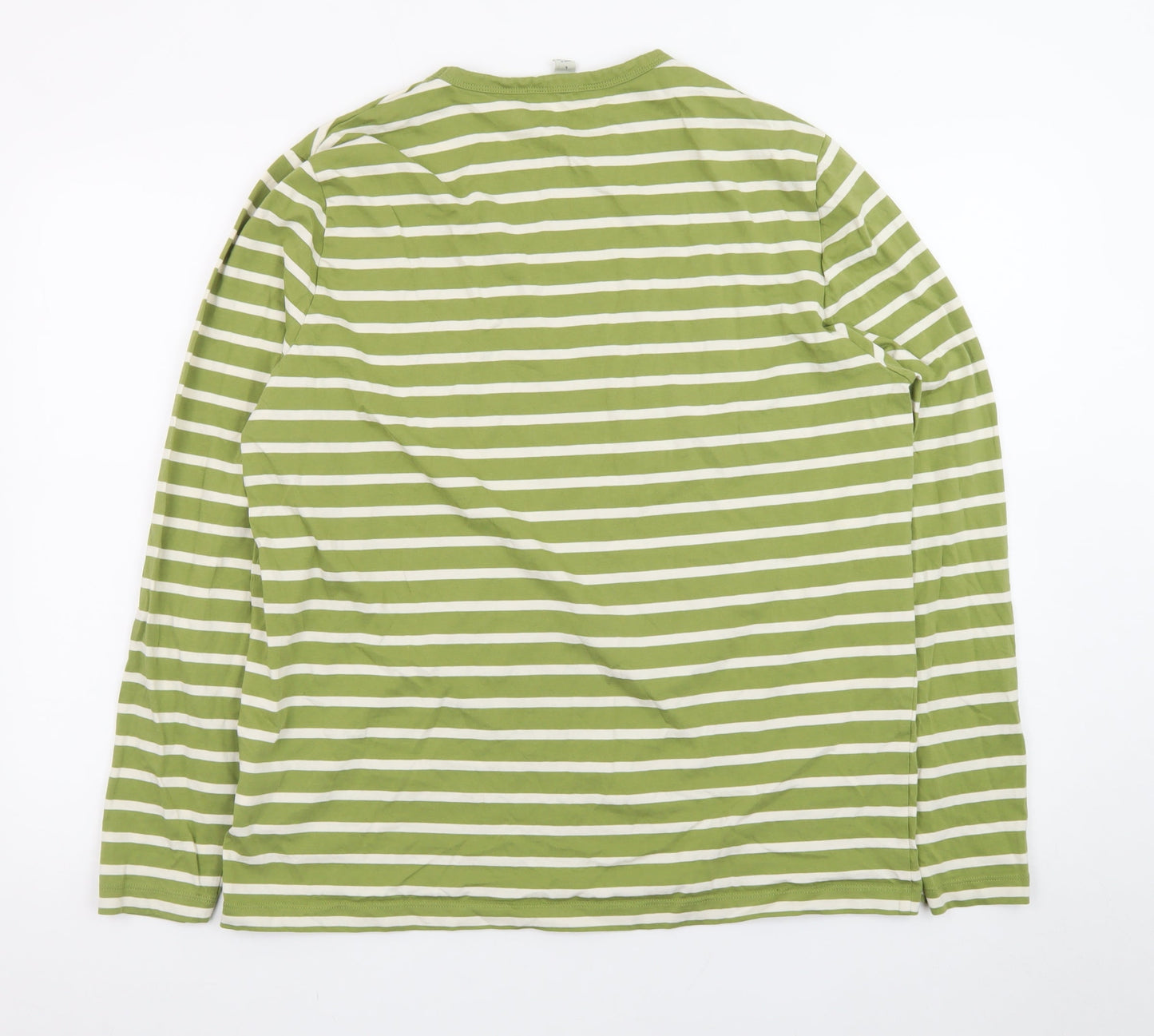 Seasalt Cornwall Green White Striped Long Sleeve Cotton T-Shirt L