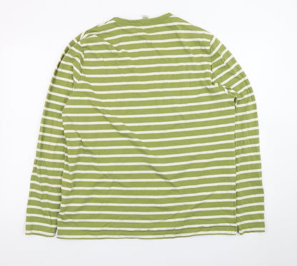 Seasalt Cornwall Green White Striped Long Sleeve Cotton T-Shirt L