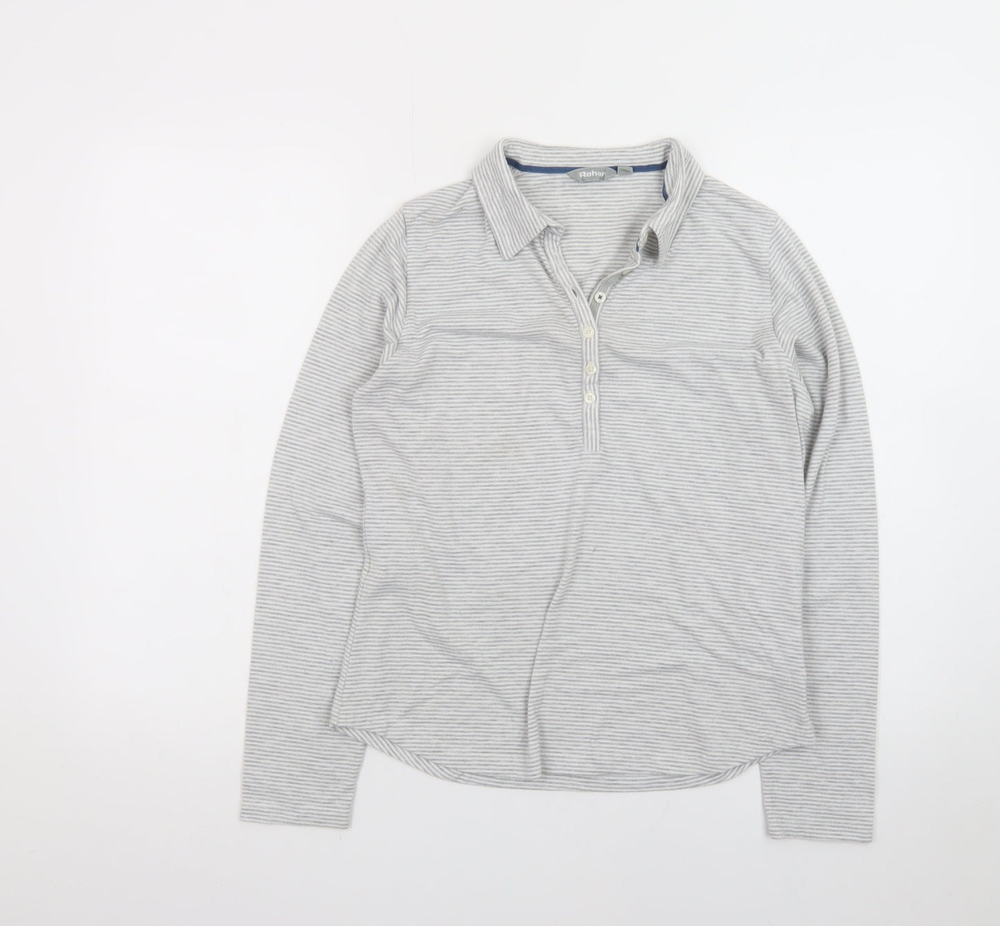 Rohan Women's Grey Striped Long Sleeve Polo Shirt Size 12