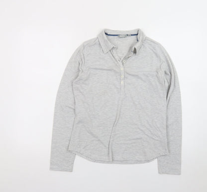 Rohan Women's Grey Striped Long Sleeve Polo Shirt Size 12