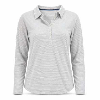 Rohan Women's Grey Striped Long Sleeve Polo Shirt Size 12