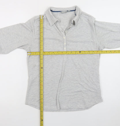 Rohan Women's Grey Striped Long Sleeve Polo Shirt Size 12