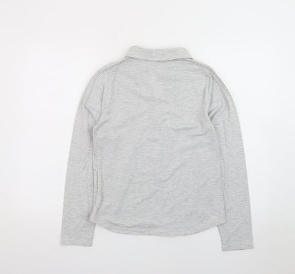 Rohan Women's Grey Striped Long Sleeve Polo Shirt Size 12