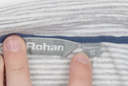 Rohan Women's Grey Striped Long Sleeve Polo Shirt Size 12