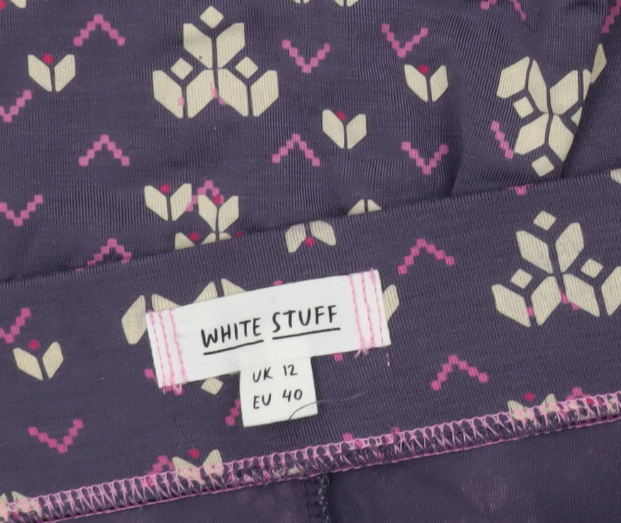 White Stuff Womens Purple Geometric A-Line Midi Skirt Size 12