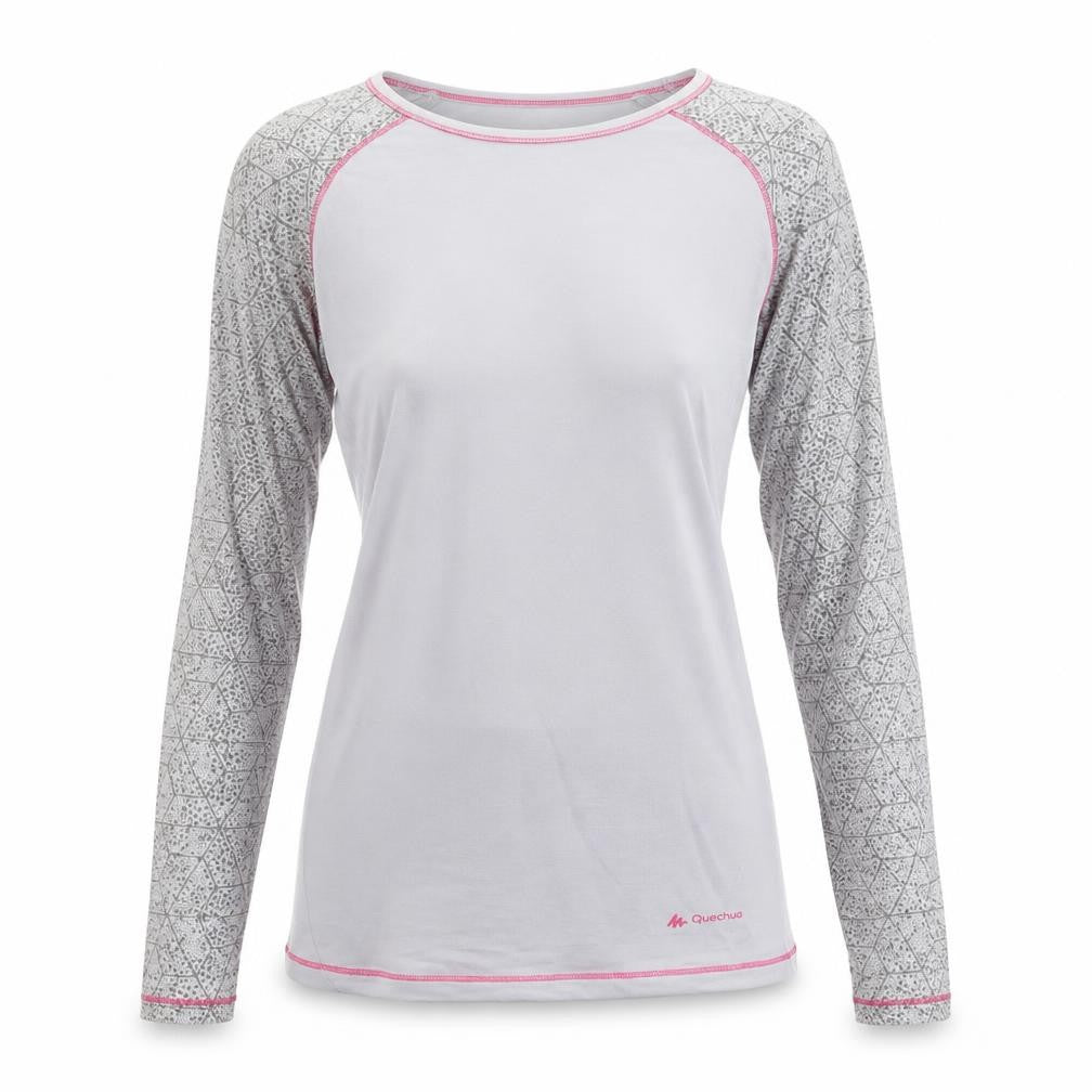 Decathlon Women’s Grey Geometric Long Sleeve Slim Fit Sports Top S
