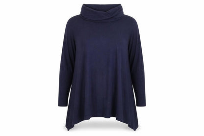 Phase Eight Women Blue Size 16 Roll Neck Trapeze Knit Dress
