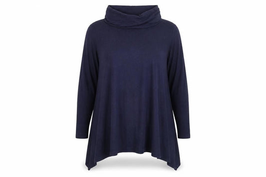Phase Eight Women Blue Size 16 Roll Neck Trapeze Knit Dress