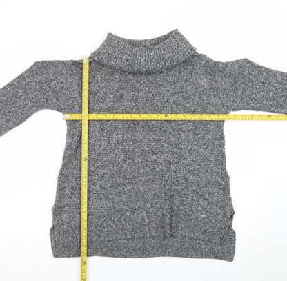 Hollister Women Grey Roll Neck Chunky Knit Pullover Jumper M