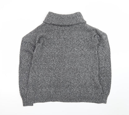 Hollister Women Grey Roll Neck Chunky Knit Pullover Jumper M
