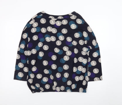Phase Eight Women Blue Geometric Tunic Blouse UK 14 V-Neck 3/4 Sleeve