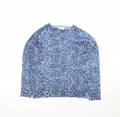 Hush Women Blue Leopard Print Crew Neck Long Sleeve Jumper XS
