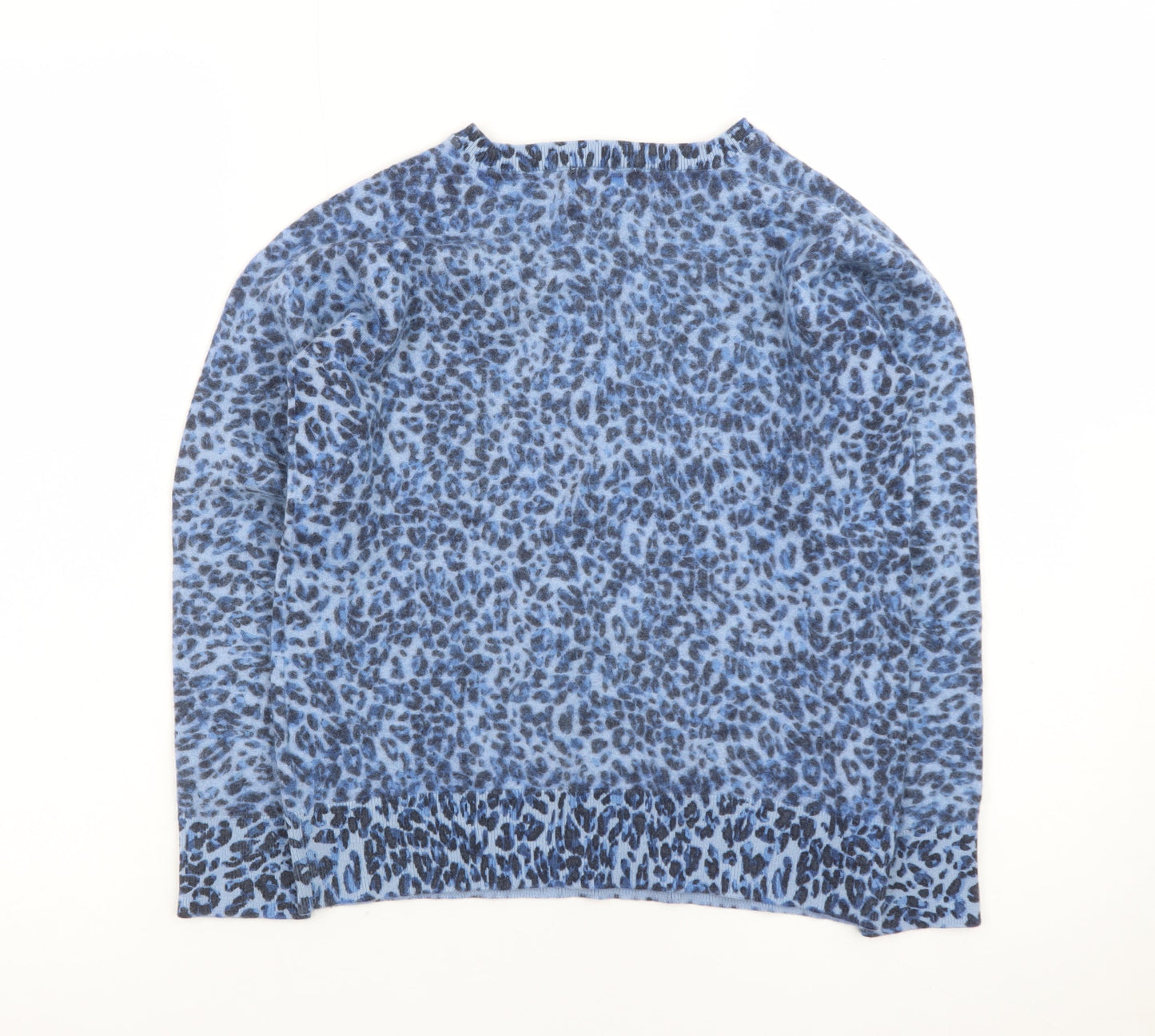 Hush Women Blue Leopard Print Crew Neck Long Sleeve Jumper XS
