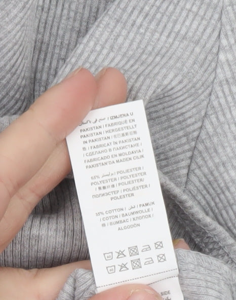 Primark Women’s Grey Long Sleeve Zip Scoop Neck Bodysuit Size 14