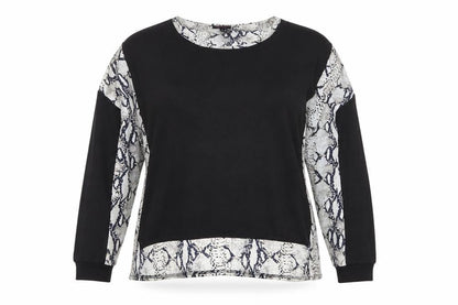 Stella Morgan Womens Black Snake Print Pullover Jumper Size 16
