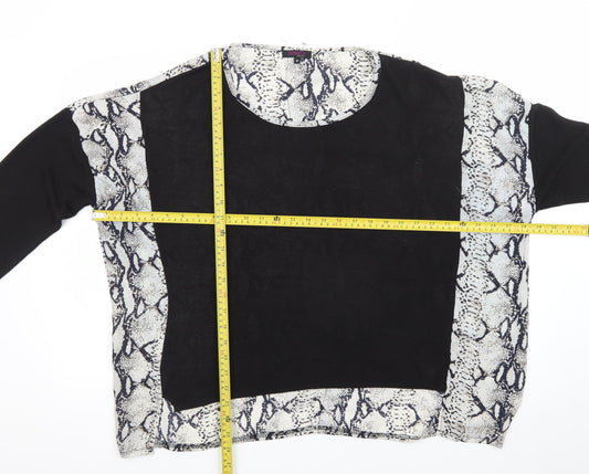 Stella Morgan Womens Black Snake Print Pullover Jumper Size 16