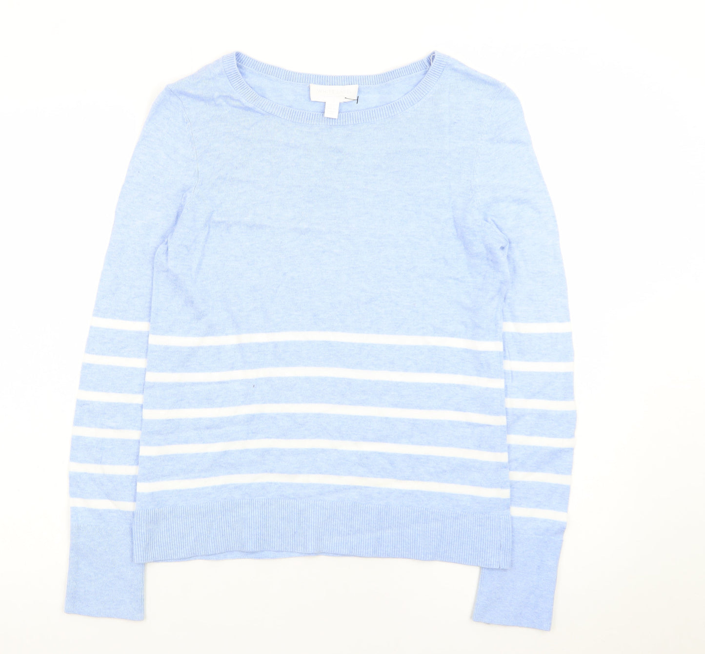 The White Company Women’s Blue Striped Cotton Cashmere Jumper UK 8