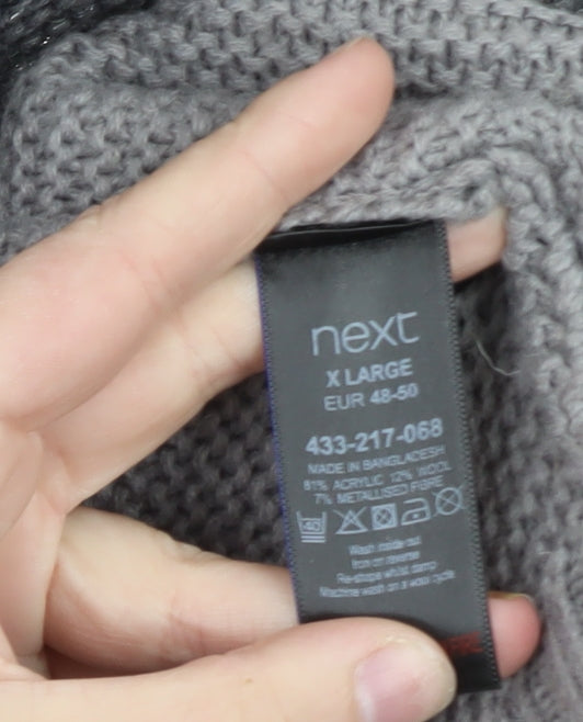 Next Women’s Grey XL Chunky Knit Open Cardigan Winter Jumper