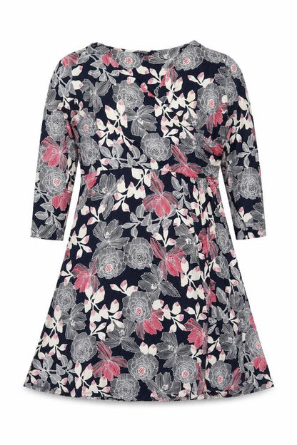 Maine New England Women’s Multicoloured Floral Jersey Knee Length A-Line Dress Size 16