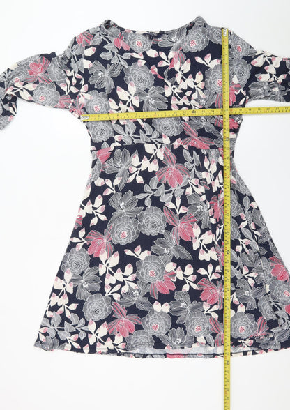 Maine New England Women’s Multicoloured Floral Jersey Knee Length A-Line Dress Size 16
