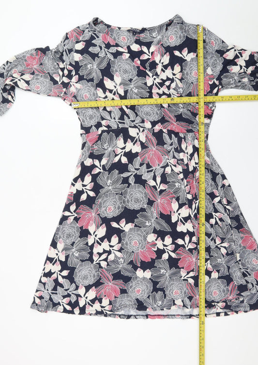 Maine New England Women’s Multicoloured Floral Jersey Knee Length A-Line Dress Size 16