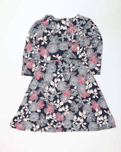 Maine New England Women’s Multicoloured Floral Jersey Knee Length A-Line Dress Size 16