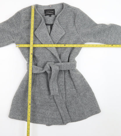 River Island Women’s Grey Belted Knit Coatigan Size 12