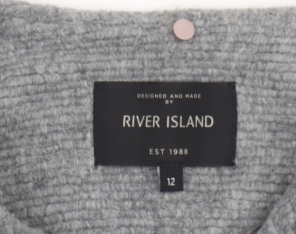 River Island Women’s Grey Belted Knit Coatigan Size 12