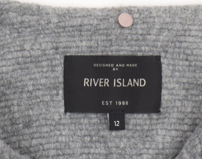 River Island Women’s Grey Belted Knit Coatigan Size 12