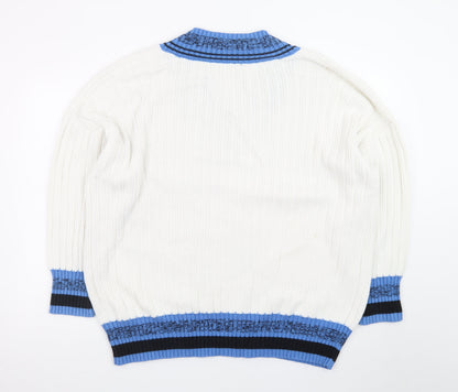 Next Women’s Ivory Blue V-Neck Knit Jumper XL Cotton Blend