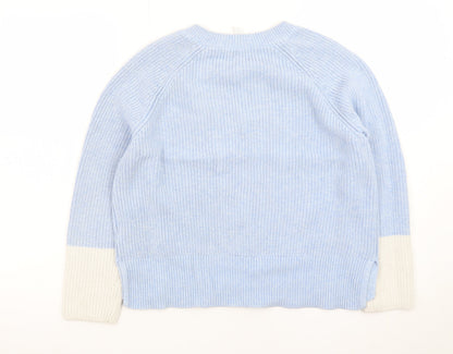The White Company Women’s Blue Wool Cashmere V-Neck Jumper Size 10